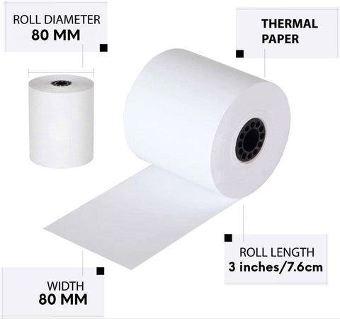 Thermal Paper Receipt Rolls, 80 x 80mm Bill Ticket Printing for POS/Cash Register Receipt, Credit Card Machine, EPOS [2 Rolls]