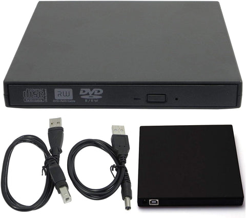 USB 2.0 Slim Portable External CD-RW Drive DVD-RW Burner Writer Player for Laptop Notebook PC Desktop, Black