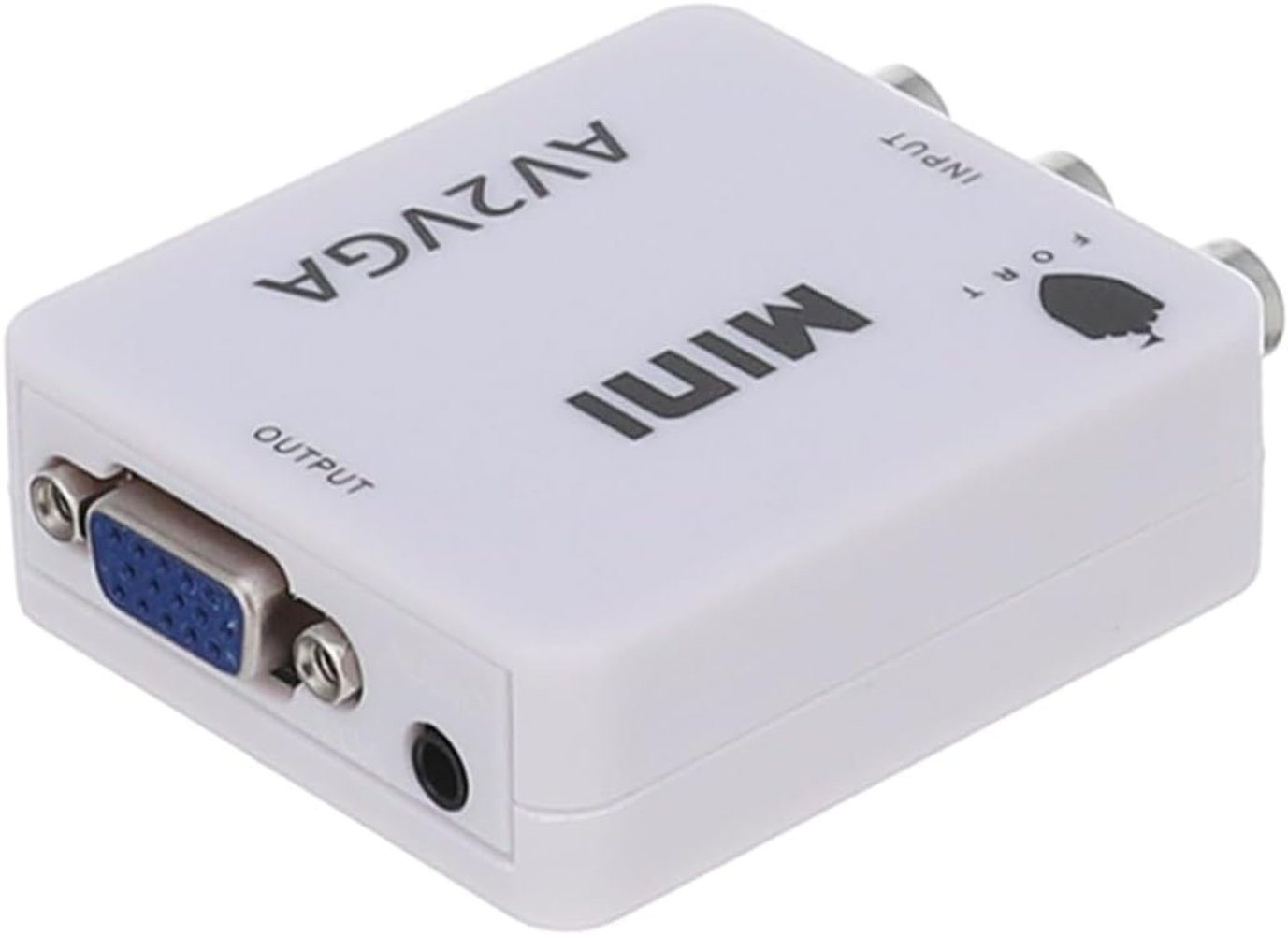 Mini HD AV2VGA Video Converter Convertor Box AV RCA CVBS to VGA Video Converter Conversor with 3.5mm Audio to PC HDTV Converter white