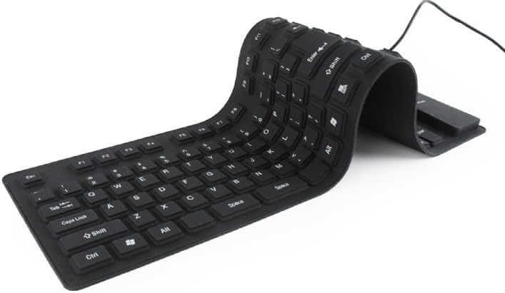 Black FLEXIBLE 85 Keys Silicone Keyboard USB Wired Waterproof Folding Key Board for PC Desktop Laptop