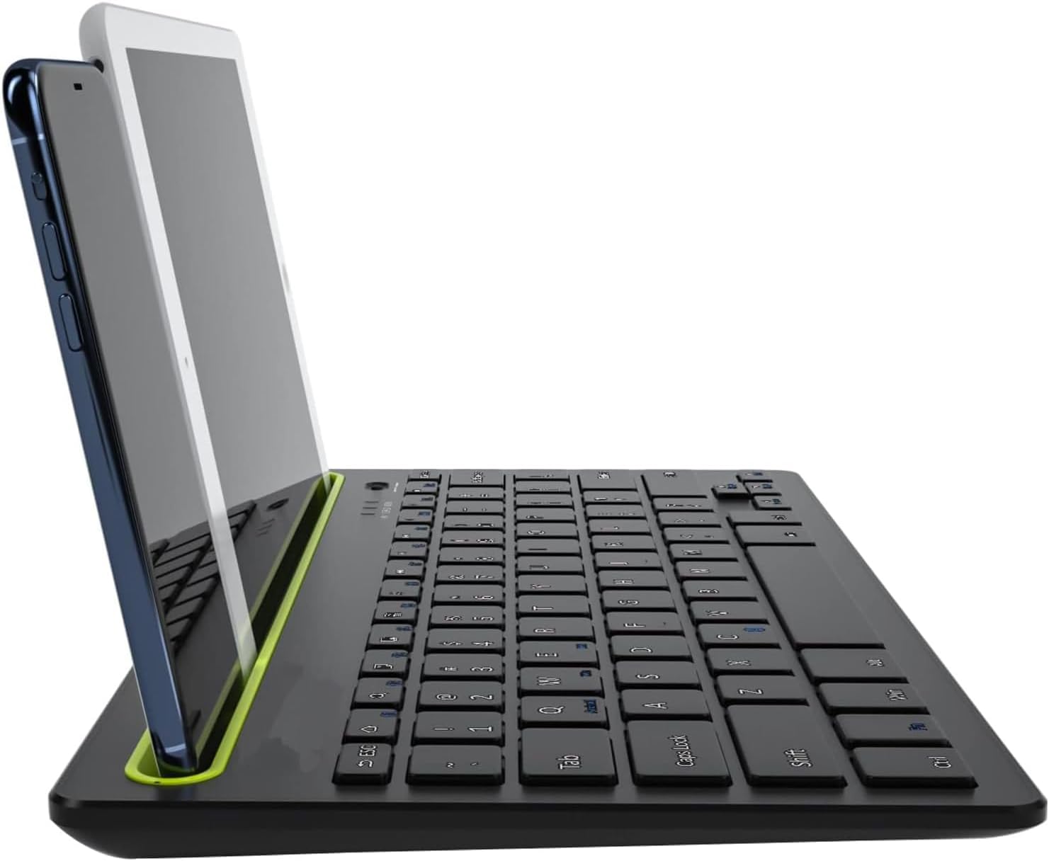 Rechargeable Dual Mode Tablet Keyboard Silent With Mobile Holder, Multi-Devices (BT1, BT2,BT3, 2.4Gh) -10m – IOS/Windows/Android For Smart TV, Tablet (Arabic/Eng. Key) | Black