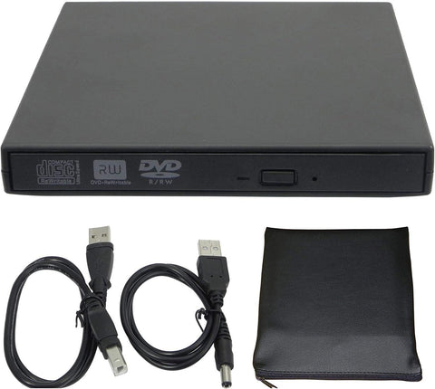 USB 2.0 Slim Portable External CD-RW Drive DVD-RW Burner Writer Player for Laptop Notebook PC Desktop, Black