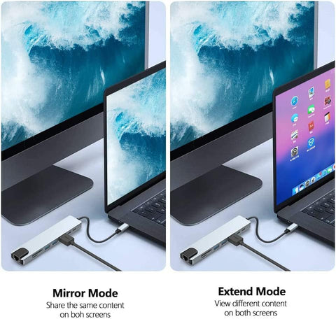 USB C Hub, Aluminum 8-in-1 Type C Hub with HDMI, RJ45 Ethernet,100W PD Charging, SD TF Card Reader, USB 3.0,USB 2.0, Type C Hub Compatible with MacBook Pro and More