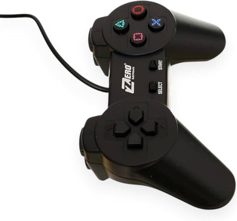 Dual USB Wired Gaming Controllers for PC & Laptop, Single Cable 2-Player, Black, 2 Pack with Single Cable Design,