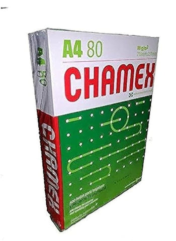 Chamex Copy Paper 80G, Pack of 5 reams, high-quality multipurpose A4 paper for printing and copying.







