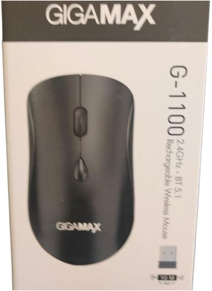 Rechargeable Wireless Mouse – 2.4GHz + Bluetooth 5.1, Silent Click, Ergonomic Design