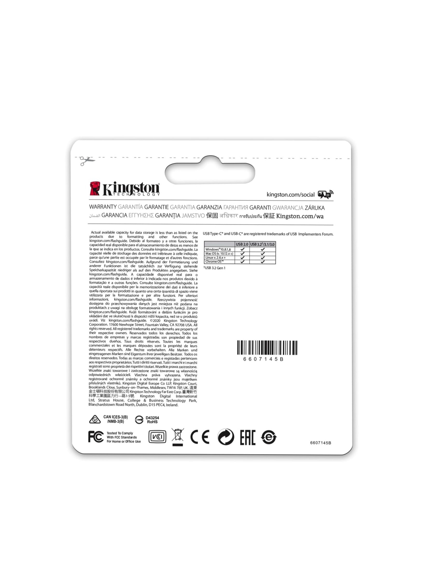 Kingston DataTraveler microDuo 3C 256GB USB flash drive with dual USB-C and USB-A connectors, compact design, and high-speed 200 MB/s transfer rate.







