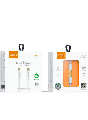 VIDVIE Type-C to Type-C Data Cable CB4011CandC – 120cm, Fast Charging & Data Transfer