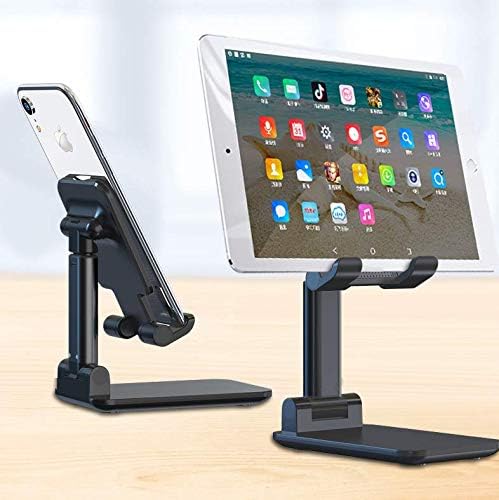 GO-DES High-Quality Foldable and Extendable Phone Stand, Black, suitable for smartphones and tablets, with an adjustable height and anti-slip base
