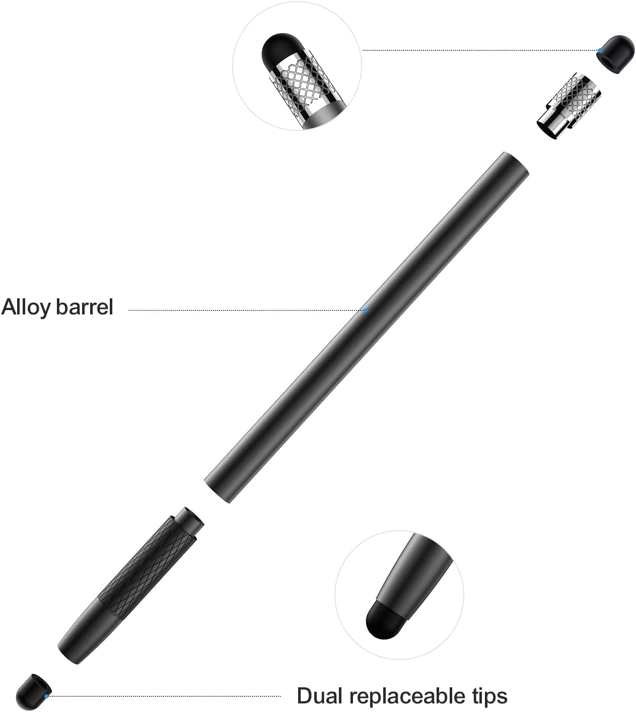 JOYROOM Passive Capacitive Soft Touch Stylus pens for touch screens Pen For iPad & iPhones Black