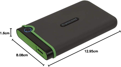 Transcend StoreJet 25M3 2TB Rugged Portable Hard Drive, Military Grade Shockproof, USB-A 3.1 Portable HDD for PC, Mac & Laptop, Military Green TS2TSJ25M3G