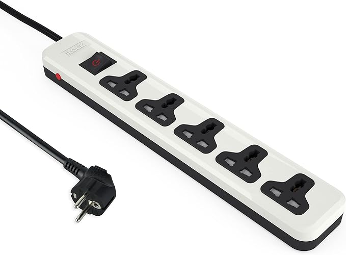 iLOCK power strip 5 universal outlets with overload switch (white)