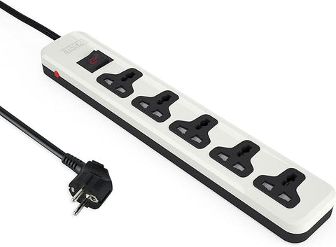 iLOCK power strip 5 universal outlets with overload switch (white)