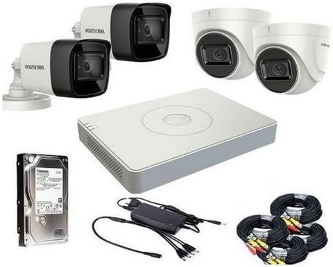 Full Security System (2 Outdoor Camera 2MP + 2 Indoor Camera 2MP + 1080P DVR 4 Channel + 500GB HDD) + 120 Meter Cable