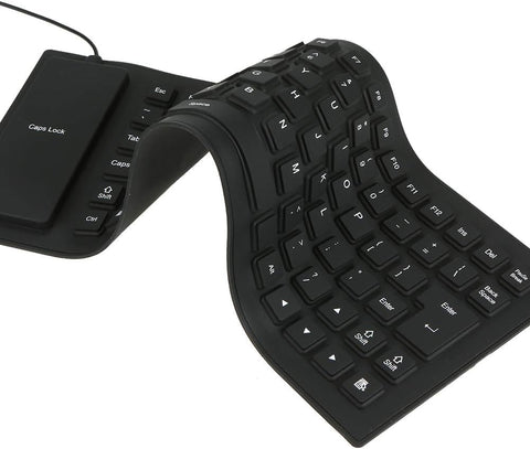 Black FLEXIBLE 85 Keys Silicone Keyboard USB Wired Waterproof Folding Key Board for PC Desktop Laptop