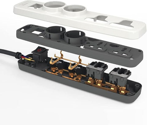 iLOCK power strip 5 universal outlets with overload switch (white)