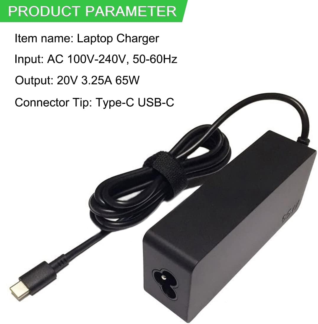 65W USB-C ThinkPad Laptop Charger for Lenovo X1 Carbon, Yoga, T580, T480S, and More – ADLX65YDC2A Power Adapter

