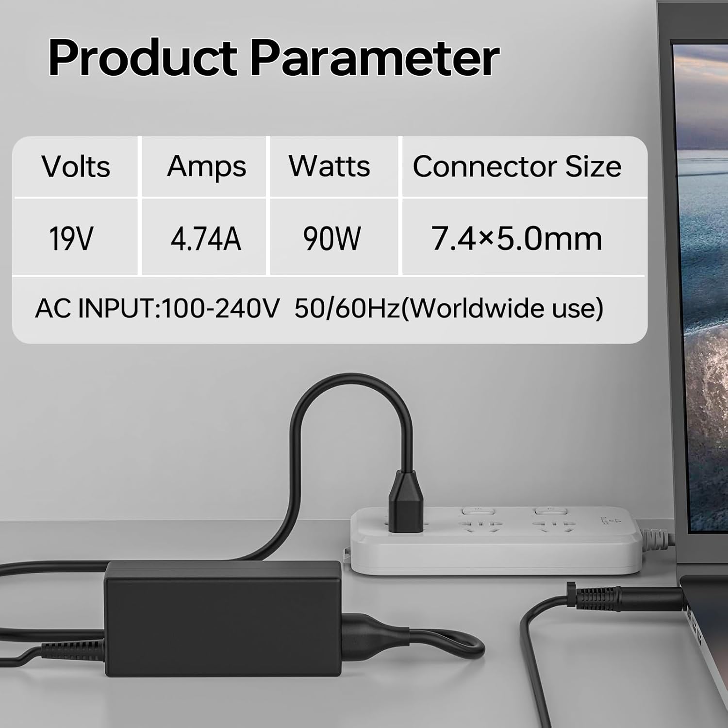 HP 90W Laptop Charger 19V 4.74A with 7.4 x 5.0 mm Connector – Compatible with Pavilion DV4/DV5/DV6