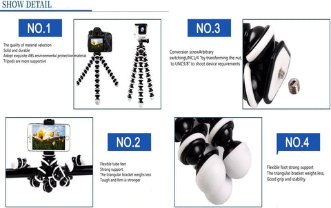 PLOKAMA - PK-775-5-in-1 Smartphone Video Rig, Camera Mount Stabilizer with LED Light, Microphone, U-Grip Handle - (Black)