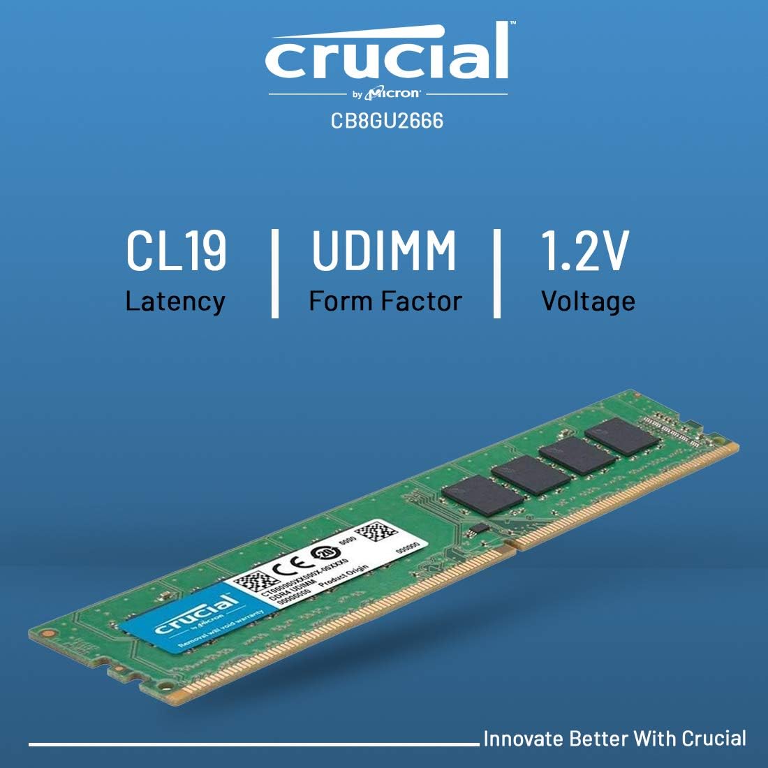 Crucial 8GB DDR4 2666MHz CL19-CB8GU2666 Desktop Memory