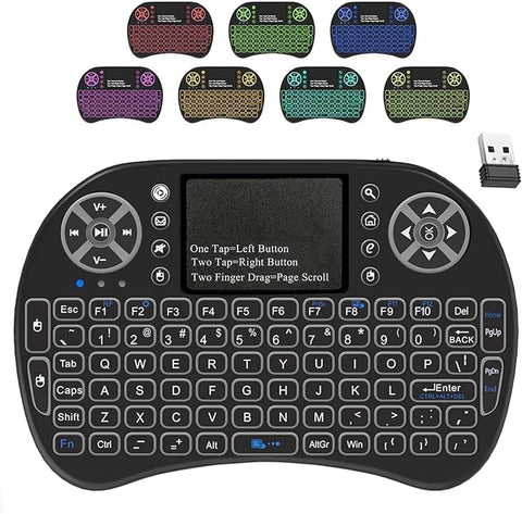POINT PT-200-Mini Backlit Keyboard and Touchpad Mouse, Mini Wireless Keyboard with Touchpad and Multimedia Keys for Android TV. Smart TV HTPC PS3 Smartphone Tablet