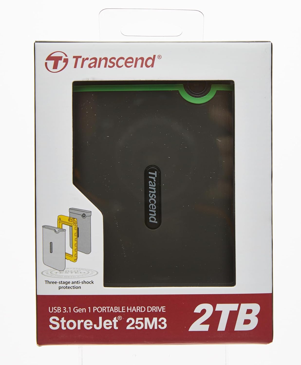 Transcend 2TB USB 3.1 Gen 1 StoreJet 25M3S SJ25M3S Rugged External Hard Drive TS2TSJ25M3S 2 TB - WORLD TRADE FOR COMPUTER 