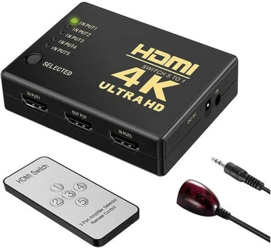 Ultra HD 4K 2K HDMI Switcher 3x1 Display Selector With Remote Controller Black