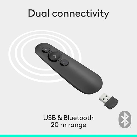 R500 Wireless Laser Pointer Presenation Remote Bluetooth USB Black