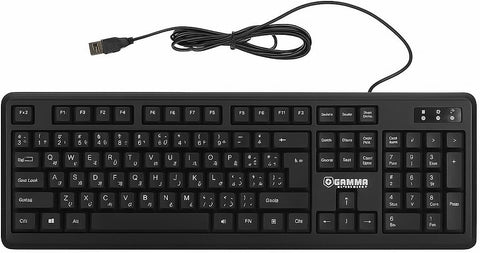 Gamma K-19 Wired Desktop Keyboard | Full-Size | English/Arabic Layout | Silent Keys | USB Plug-and-Play