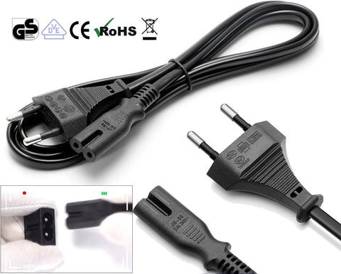 1 Meter 2 Pin Euro Plug C7 to Figure of 8 Power Cable for Samsung Philips LG Sony TV, PS4, PS3, Computer Monitors, Printers (1 Black)