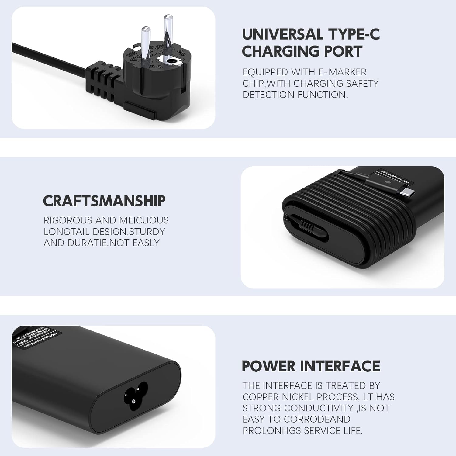 65W USB-C Charger for Dell Latitude & Dell XPS Laptops – Fast Type-C Power Adapter for Efficient Charging

