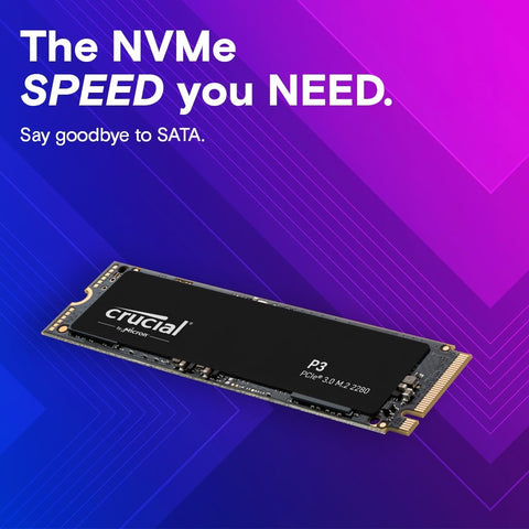 Crucial P3 500GB PCIe 3.0 3D NAND NVMe M.2 SSD, up to 3500MB/s Sequential Read & 1900 MB/s Sequential Write - CT500P3SSD8