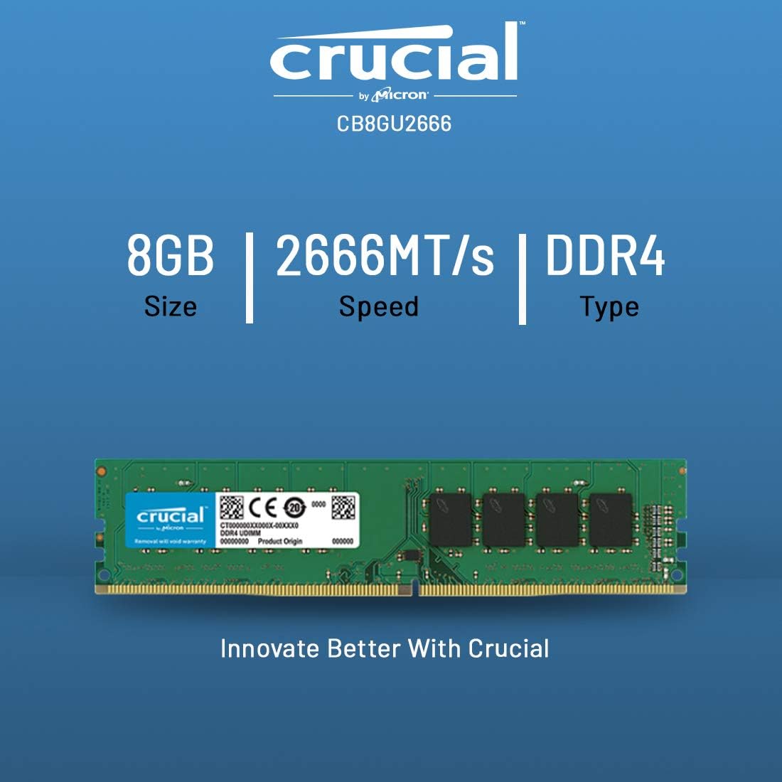 Crucial 8GB DDR4 2666MHz CL19-CB8GU2666 Desktop Memory
