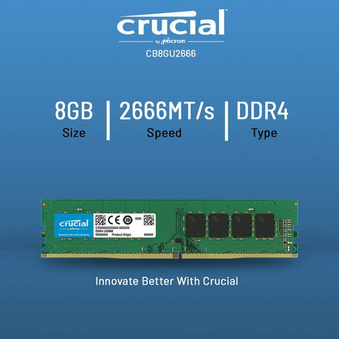 Crucial 8GB DDR4 2666MHz CL19-CB8GU2666 Desktop Memory