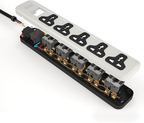 iLOCK power strip 5 universal outlets with overload switch (white)