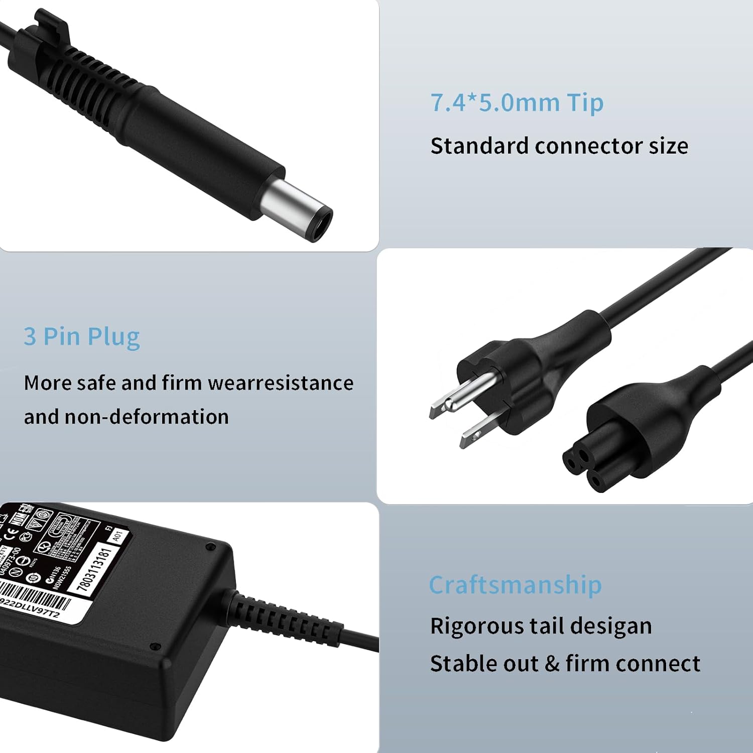 HP 90W Laptop Charger 19V 4.74A with 7.4 x 5.0 mm Connector – Compatible with Pavilion DV4/DV5/DV6