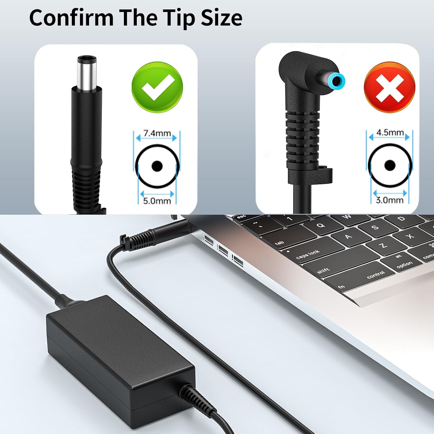 HP 90W Laptop Charger 19V 4.74A with 7.4 x 5.0 mm Connector – Compatible with Pavilion DV4/DV5/DV6