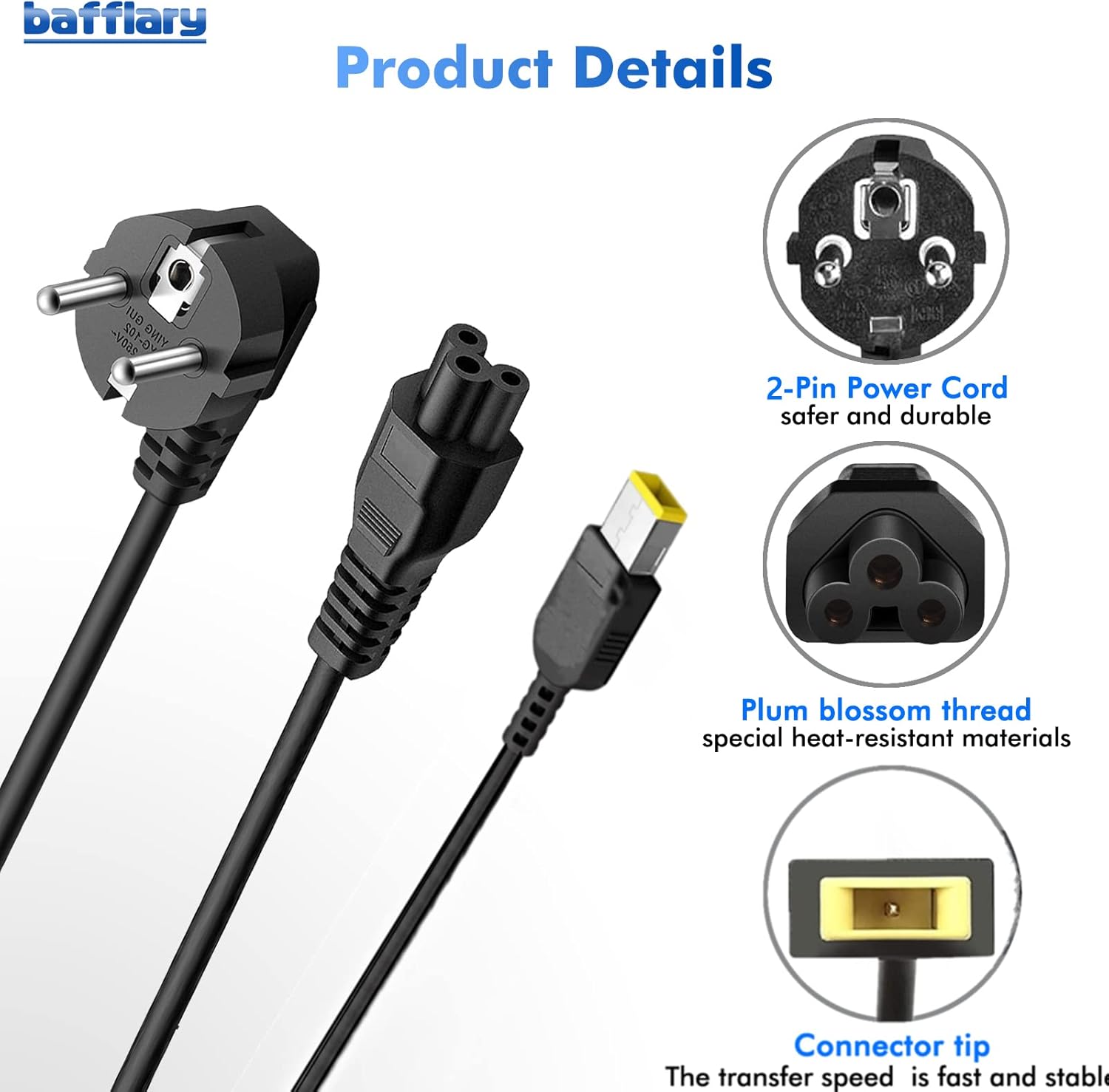 Lenovo 90W Laptop Charger USB Rectangular Tip – 20V 4.5A Power Adapter for ThinkPad Laptops