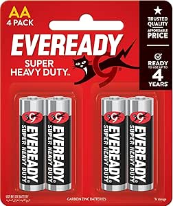 Eveready Super Heavy Duty Battery, Size AA, Pack of 4