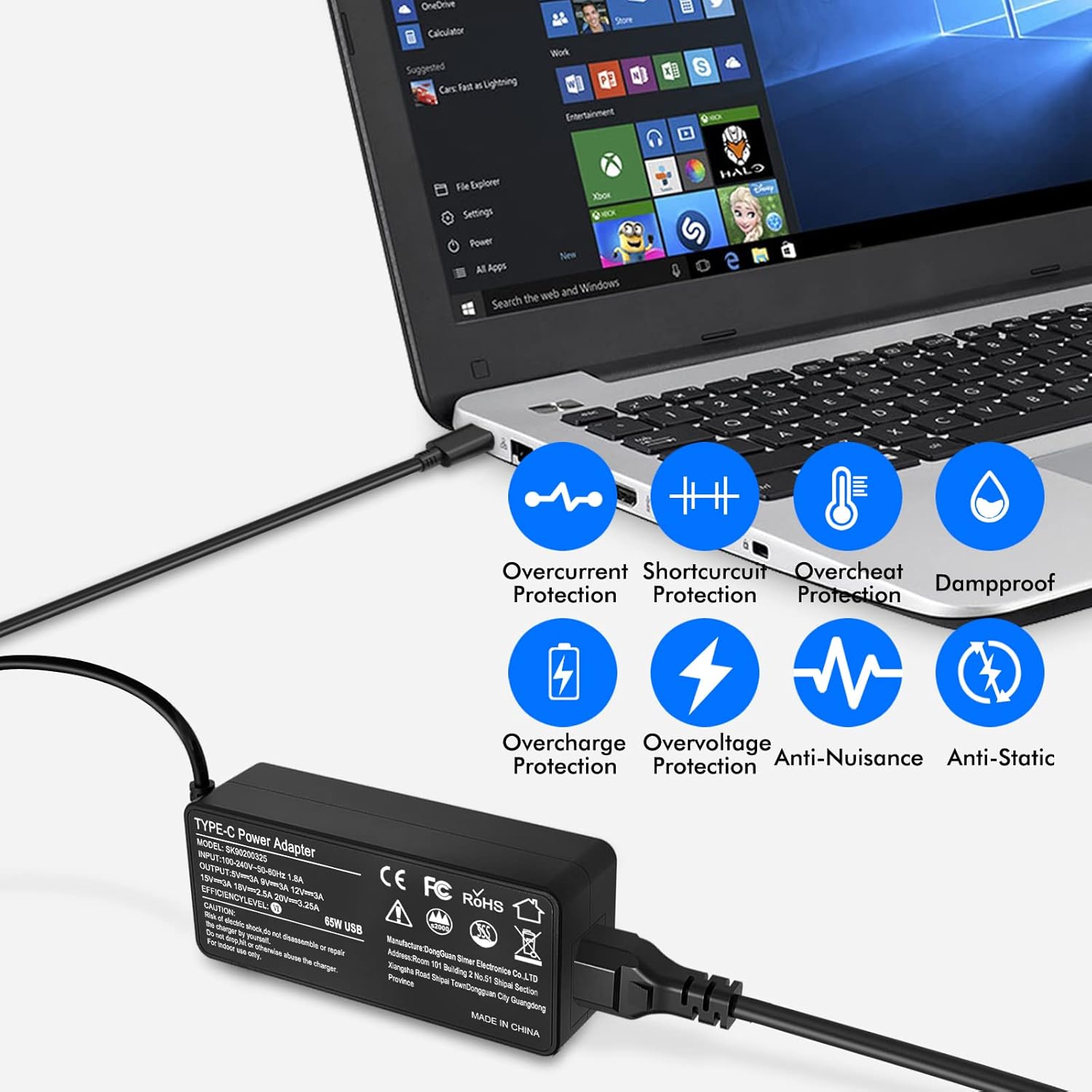 Lenovo 90W Laptop Charger USB Rectangular Tip – 20V 4.5A Power Adapter for ThinkPad Laptops