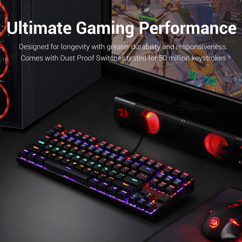 K552 Kumara Mechanical Gaming Keyboard – Rainbow  Backlight – Switch – 87 Key TKL Design – (AR / EN Key ) | Black