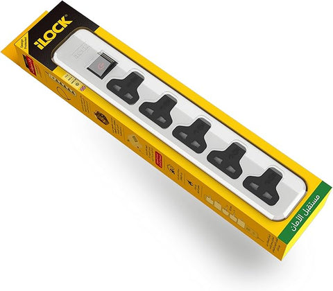 iLOCK power strip 5 universal outlets with overload switch (white)