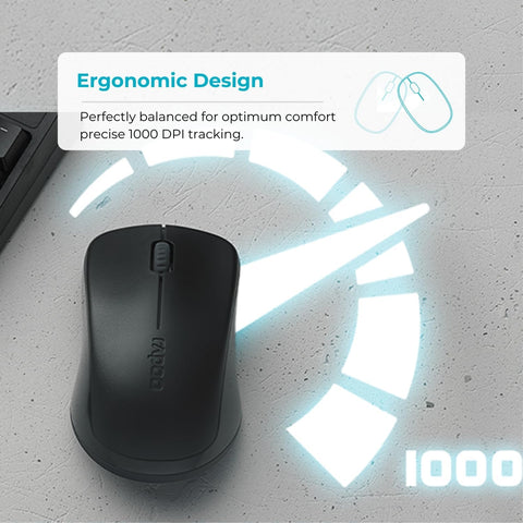 X1960 Wireless Optical Mouse & Keyboard Spill Resistance Multimedia Hotkeys 1000DPI Black