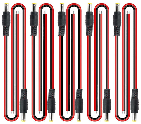 Set of 10 DC power male connectors with screw terminals for CCTV cameras and other DC-powered devices