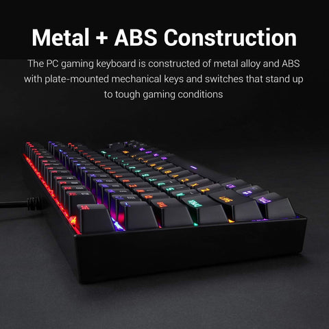 K552 Kumara Mechanical Gaming Keyboard – Rainbow  Backlight – Switch – 87 Key TKL Design – (AR / EN Key ) | Black