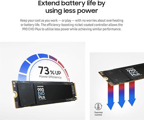 SAMSUNG 990 EVO Plus SSD 2TB, PCIe 4.0 x4 M.2 2280, Speeds Up-to 7,250MB/s, Upgrade Storage for PC/Laptops, HMB Technology and Intelligent Turbowrite (MZ-V9S2T0B/AM)