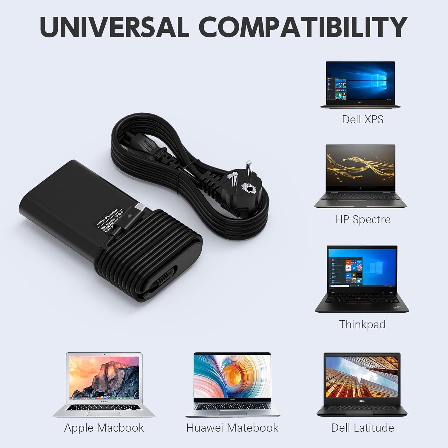 65W USB-C Charger for Dell Latitude & Dell XPS Laptops – Fast Type-C Power Adapter for Efficient Charging

