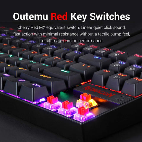 K552 Kumara Mechanical Gaming Keyboard – Rainbow  Backlight – Switch – 87 Key TKL Design – (AR / EN Key ) | Black