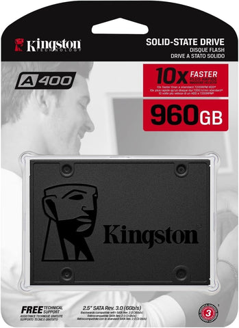KINGSTON A400 SSD 960GB SATA 3 Solid State Drive 960 GBWORLD TRADE FOR COMPUTER -LAPTOPKINGSTON A400 SSD 960GB SATA 3 Solid State Drive 960 GBThe KINGSTON A400 SSD 960GB SATA 3 Solid State Drive provides fast start-up, loading, and file transfers, making it perfect for both applications and hard drive repl