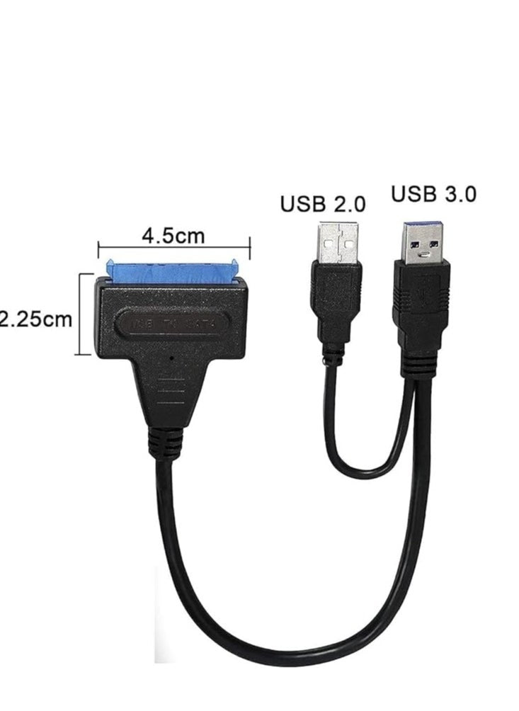USB 3.0 to SATA (7+15 Pin) 22-Pin Adapter for 2.5" SSD/HDD – Up to 6Gbps, Supports 4TB